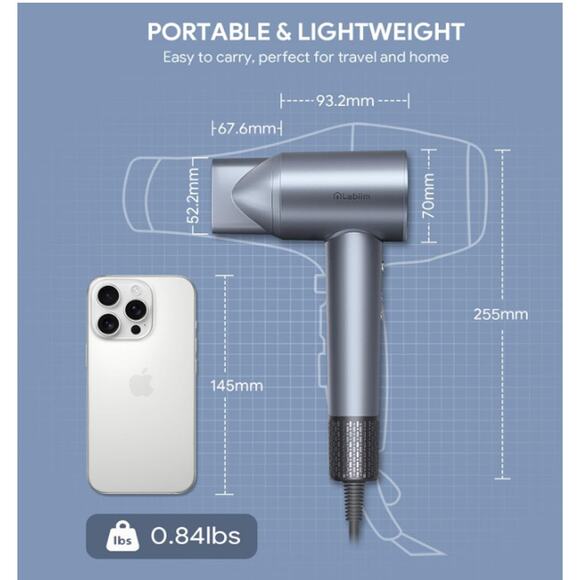 Hi-Speed Ion Blow Dryer Brushless Motor Thermo-Control Quiet Compact 1 Nozzle - Picture 8 of 9